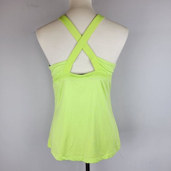 ASICS Neon Green Halter Racer Back Strappy Dry Built-in Bra Sports Tank Top L - Picture 3 of 13